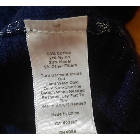 Talbots Womens Blue Metalic Stripe Long Sleeve Open Front Cardigan Size Large - Picture 4 of 5